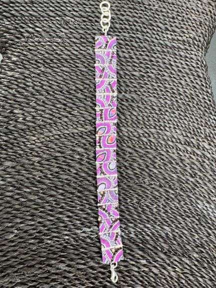 Original Handmade Mosaico Bracelet 8.5" 925 Sterling Silver Mexico Artistic Jewelry