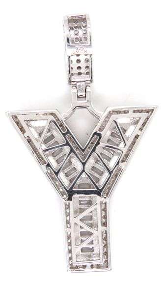 925 Sterling silver Initial Y cubic zirconia pendant