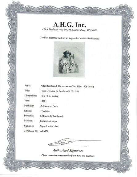 Extremely Rare and Collectible Antique Etching After Rembrandt, c. 1880