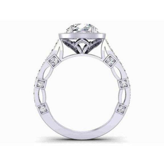 Sparklijng 14 K White Gold Plate  3.15 Ct White Ice Blue Lab Simulated Diamond Ring