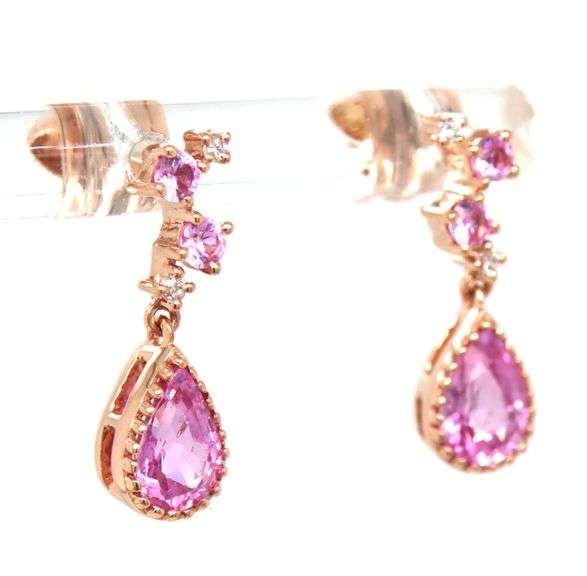 14kt Yellow gold 1.70ctw pink sapphire and diamond earrings