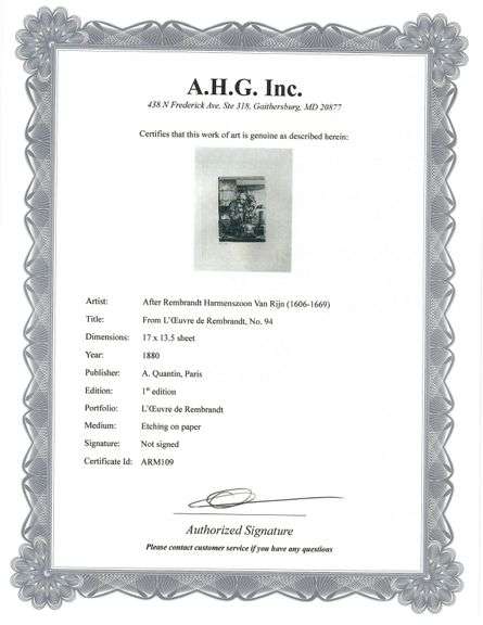 Extremely Rare and Collectible Antique Etching After Rembrandt, c. 1880