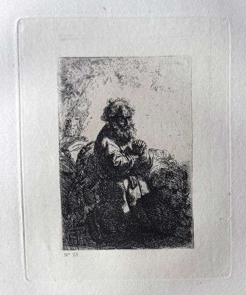Extremely Rare and Collectible Antique Etching After Rembrandt, c. 1880