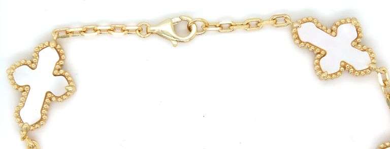 925 Sterling silver 5 cross mother of pearl bracelet