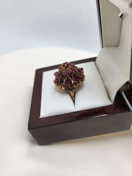 Extremely fine Antique Russian 18k gold ring hand made with  natural fine rubies