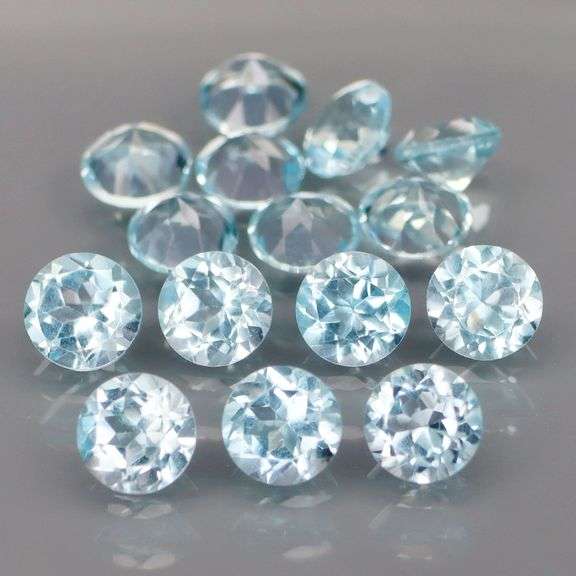 Matched! 15 piece 9.11ct full fire sky blue Topaz set!