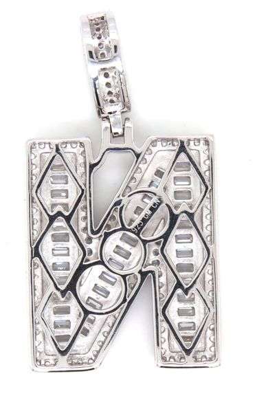 925 Sterling silver cubic zirconia N initial pendant