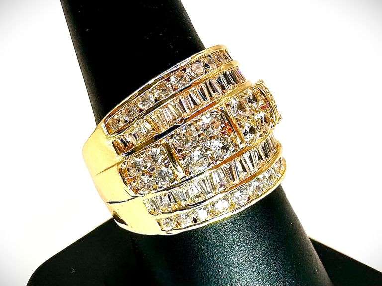 Sparkling 14 Kt Gold Plate 5.75 Cttw. Lab Simulated Diamond Ring