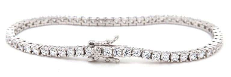 925 Sterling silver round brilliant cut cubic zirconia tennis bracelet