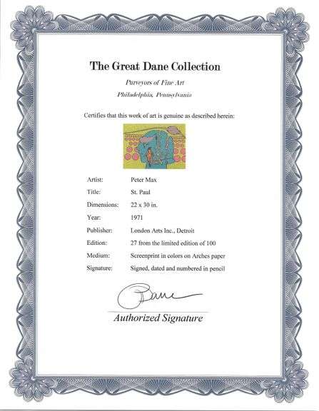 Rare Peter Max Screenprint 'St. Paul' Signed, 1971