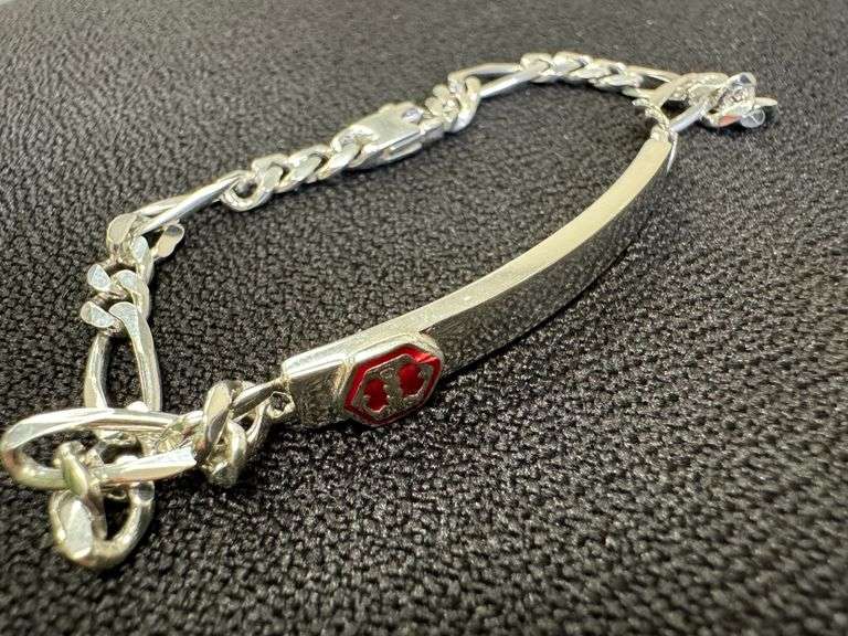 Sterling Silver 925 6mm Medical Alert Bracelet 8"