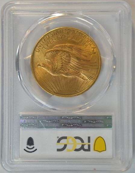 Solid Gem BU 1908 No Motto St. Gaudens $20 Gold Piece. PCGS MS65