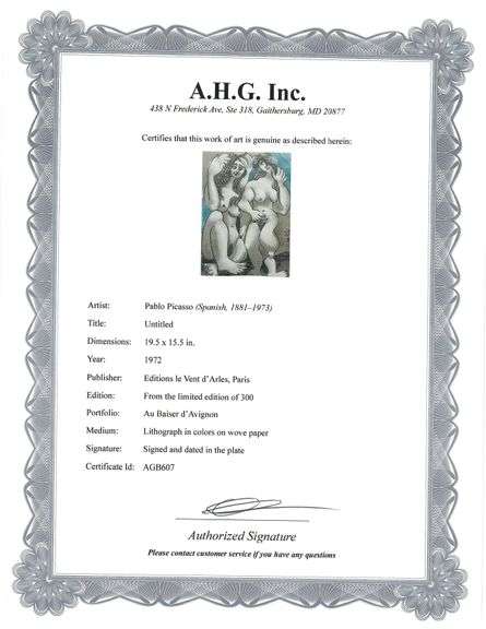 Picasso Au Baiser d'Avignon Lithograph from 1972 Portfolio