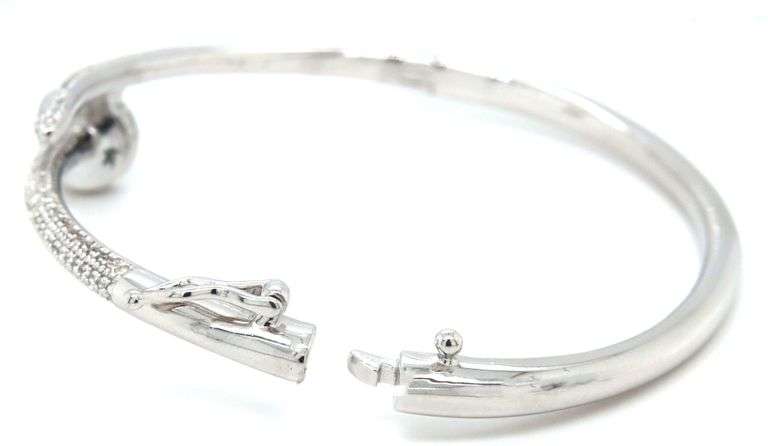 925 Sterling silver cubic zirconia nail bangle bracelet