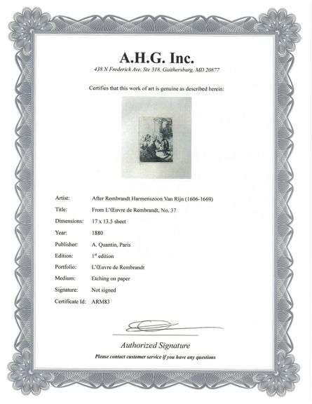 Extremely Rare and Collectible Antique Etching After Rembrandt, c. 1880