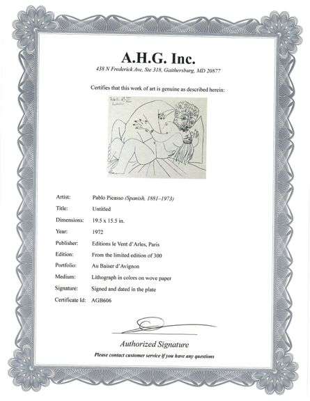 Picasso Au Baiser d'Avignon Lithograph from 1972 Portfolio