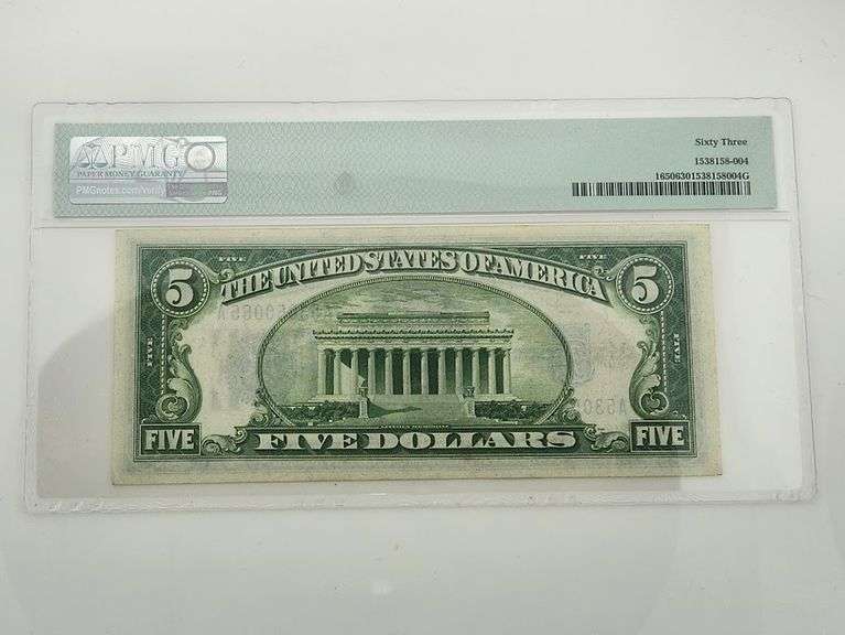 1934 $5 Silver Certificate FR#1650, PMG 63