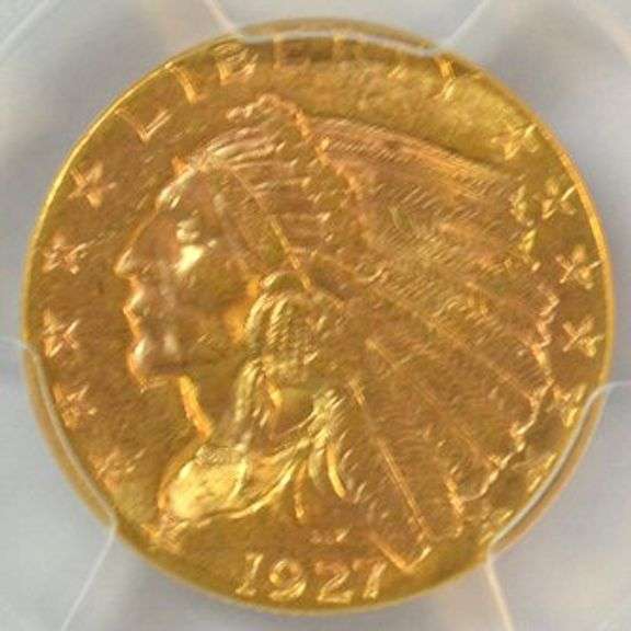 Very Choice BU 1927 $2.50 Indian Gold Piece. PCGS MS63