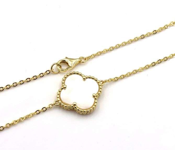 925 Sterling silver 6 clover mother of pearl necklace