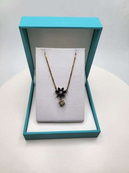 Rare Italian vintage 18k gold chain and sapphire and diamond pendent