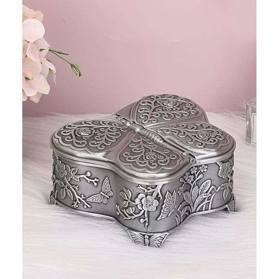 Butterfly-Shaped Metal Jewelry Box