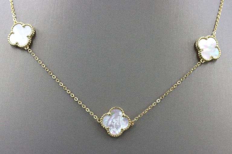 925 Sterling silver 5 clover mother of pearl necklace