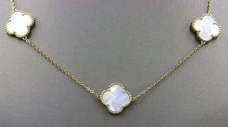 925 Sterling silver 6 clover mother of pearl necklace