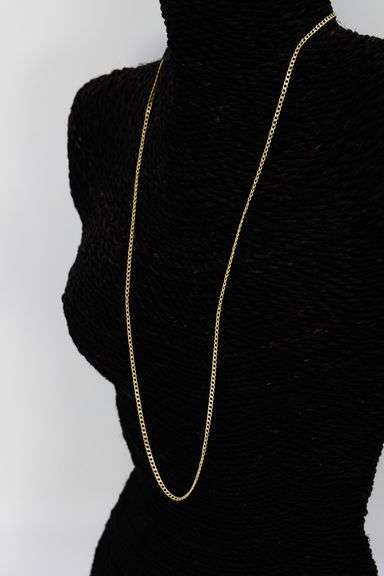 10k Yellow Gold Hollow Pave Curb Link Chain 26"