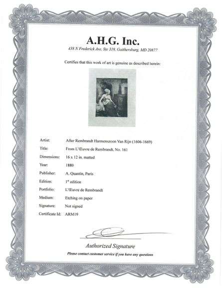 Extremely Rare and Collectible Antique Etching After Rembrandt, c. 1880