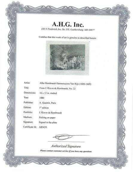 Extremely Rare and Collectible Antique Etching After Rembrandt, c. 1880