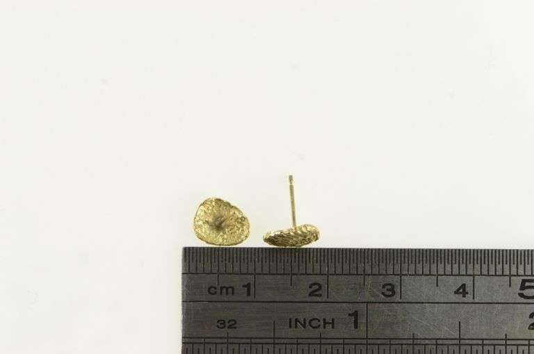 14K Yellow Gold Scallop Sea Shell Ocean Motif Stud Earrings