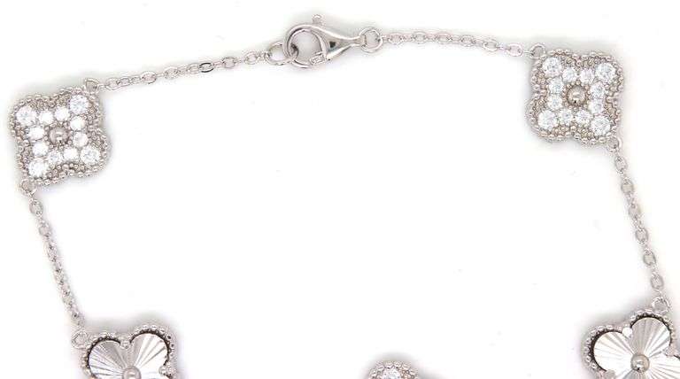 925 Sterling silver cubic zirconia 5 clover bracelet