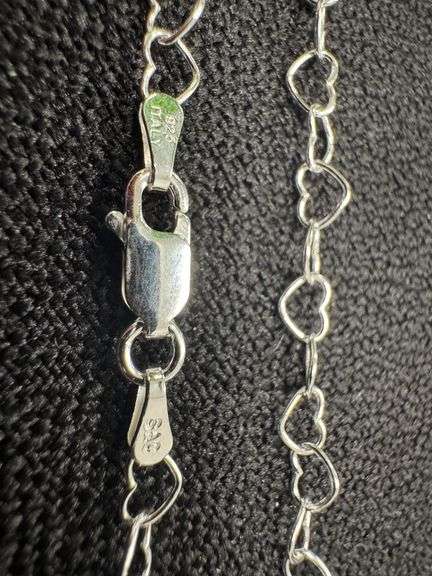 Sterling Silver Italian Love Heart Chain 4mm Solid 925 Italy Infinity Promise Necklace 15"