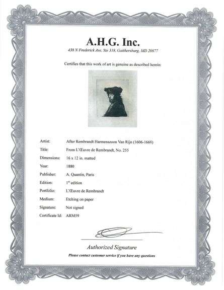 Extremely Rare and Collectible Antique Etching After Rembrandt, c. 1880