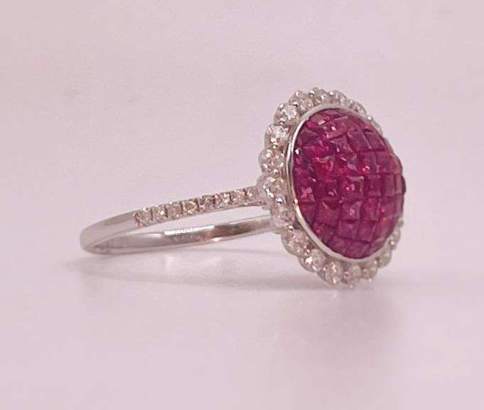 18K White Gold Ruby and Diamond Ring