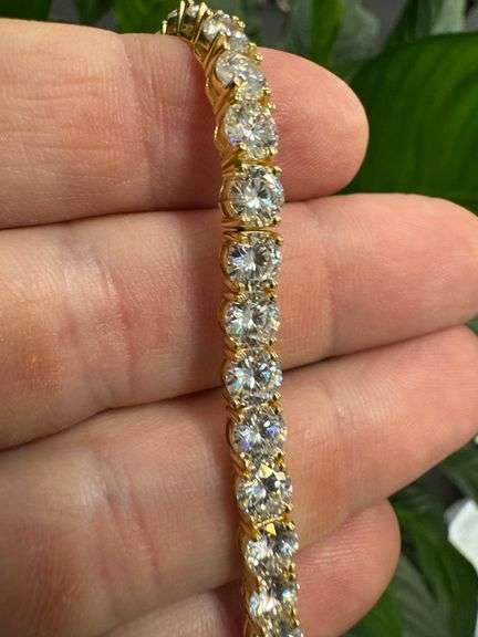 Gold Plated 925 Sterling Silver Moissanite Stone 5mm Tennis Bracelet 8 Inch