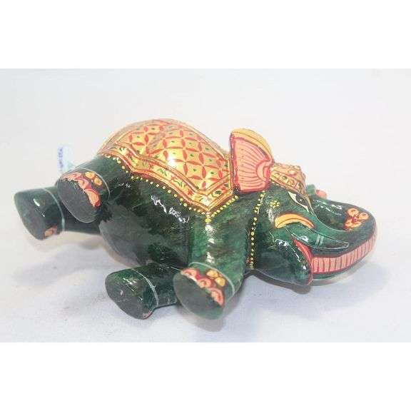 Hand-Carved Green Jade Elephant Natural Stone