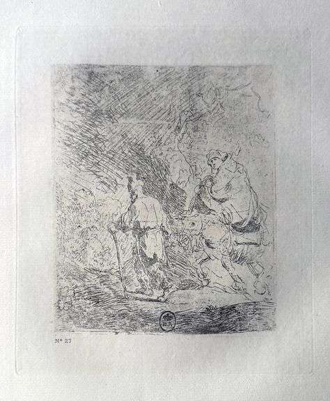 Extremely Rare and Collectible Antique Etching After Rembrandt, c. 1880