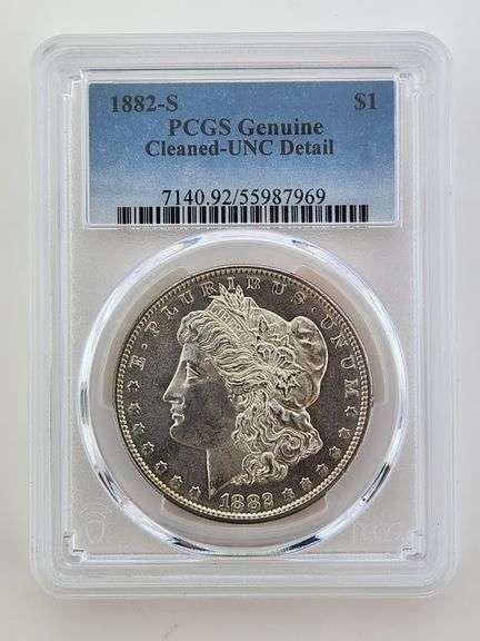 1882-S Morgan Silver Dollar, PCGS UNC Detail-Cleaned