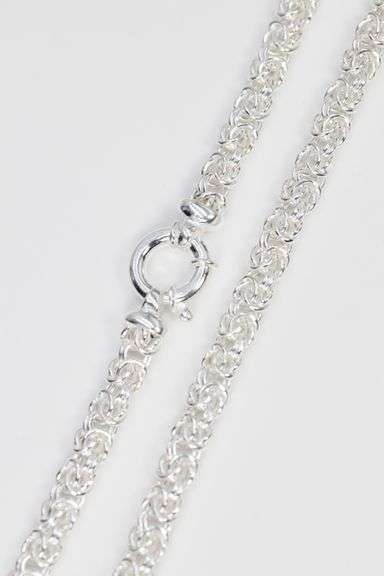 Sterling Silver Byzantine Itailian 6.4mm Wide Necklace Round Pure 925 Link Chain 18"