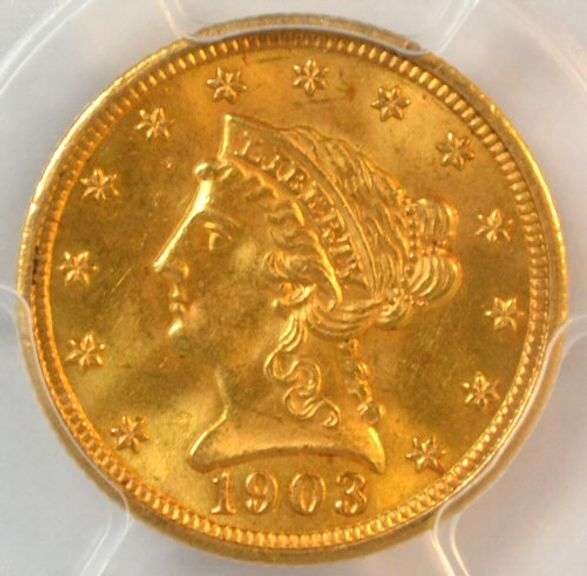 Gorgeous Gem BU 1903 US $2.50 Liberty Gold Piece. PCGS MS65