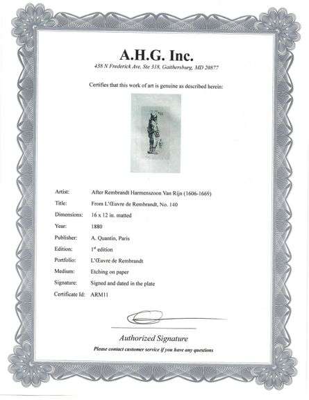 Extremely Rare and Collectible Antique Etching After Rembrandt, c. 1880