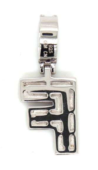 925 Sterling silver Initial F cubic zirconia pendant