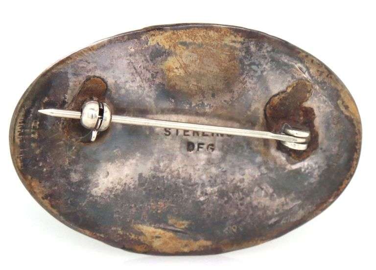 Vintage 925 sterling silver signed turquoise brooch