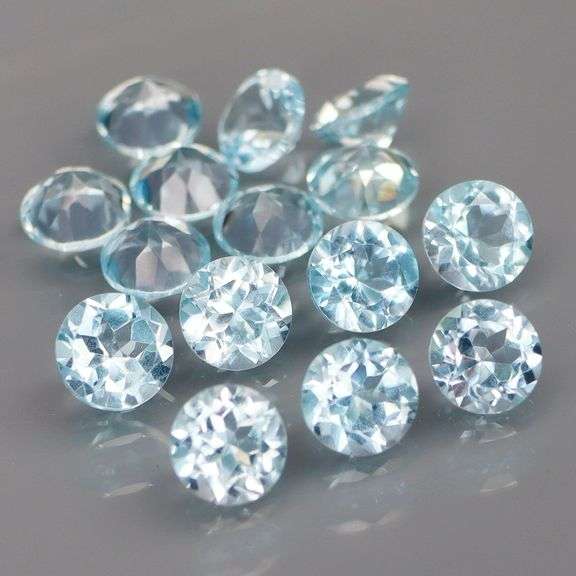 Matched! 15 piece 9.11ct full fire sky blue Topaz set!