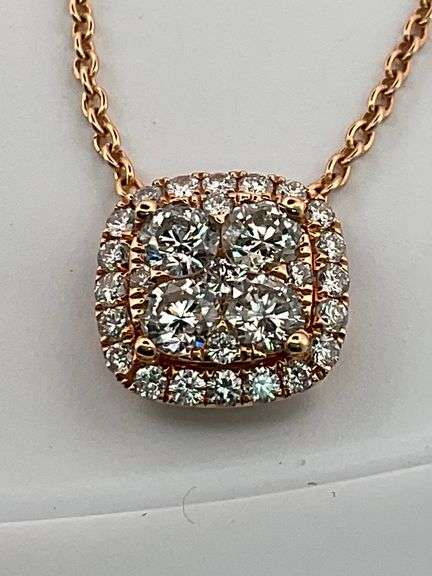 CERTIFIED BRAND NEW 18K ROSE GOLD NECKLACE WITH DIAMOND PENDANT