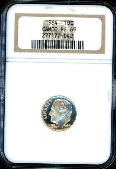 1964 Gem Cameo Proof Silver Roosevelt Dime in NGC Cameo PF69