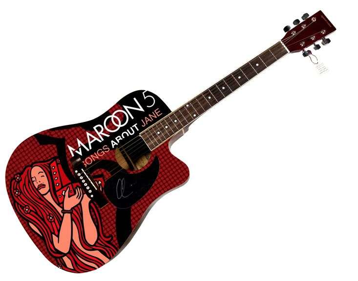 Adam Levine Signed Maroon 5 Songs About Jane Lp Graphics Acoustic Guitar