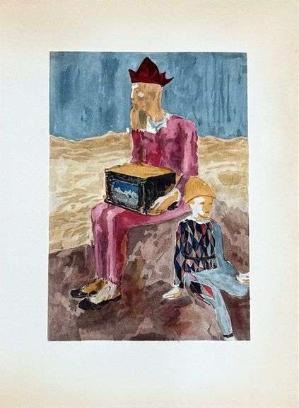 Rare Pablo Picasso Original Color Pochoir, Saltimbanco Sitting with Boy