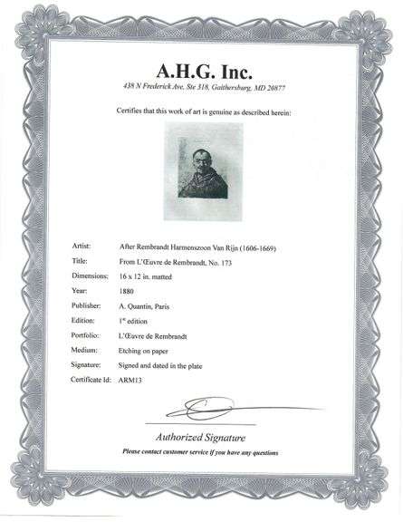 Extremely Rare and Collectible Antique Etching After Rembrandt, c. 1880